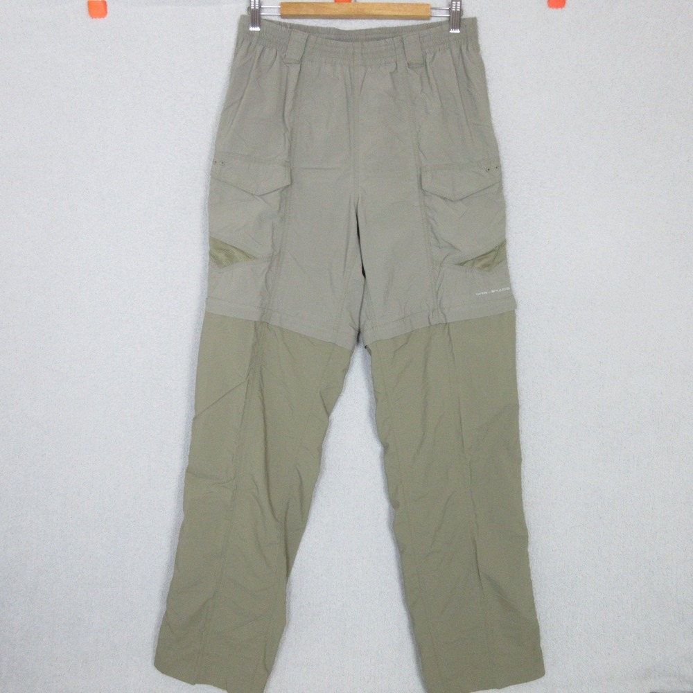 Columbia PFG Convertible Cargo Pants Mens M 34L Sage Green Omni-Shade Fishing